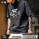 馬登工裝 美式復(fù)古深海魚(yú)植絨印花T恤重磅純棉圓領(lǐng)短袖體恤男夏季 巖石灰 2XL