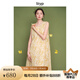 旅途原品ltyp 明星同款100支100%苧麻藝術印花背心裙休閑度假風連衣裙夏 日光黃-植物印花 L