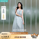 茵曼萊賽爾歐若風(fēng)掛脖無袖連衣裙2025夏季女裝新品寬松a字裙子 淺藍(lán)色 L