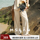 MSLAN「直腿神器」可調(diào)節(jié)抽繩休閑褲亞麻老錢風(fēng)復(fù)古松弛感闊腿褲 淺沙 S