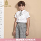 IVY HOUSE常春藤兒童裝男小童套裝2023年夏季新款  平織透氣襯衫短袖五分褲 白色 120cm(120/56)