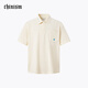 CHINISM CH赤塵黑色休閑撞色繡花短袖polo衫男士2025夏季新款純棉t恤上衣 淺米黃 XL