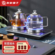 友家鋪子（Biooner）全自動底部雙上水電熱燒水壺玻璃燒水器家用辦公茶臺茶桌一體嵌入式電茶爐茶具套裝 輕奢銀蒸茶款