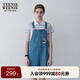 Teenie Weenie小熊夏裝學(xué)院風(fēng)休閑背帶褲復(fù)古韓版牛仔褲短褲女