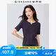 佐丹奴淡人穿搭女夏針織衫女純棉小V領(lǐng)修身短袖上衣13355201