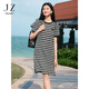 玖姿·安娜蔻優(yōu)雅條紋小香風(fēng)寬松直筒懶人針織連衣裙女2025夏季新款 條黑白-第二批 3XL
