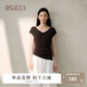 本澀 BSIEE不規(guī)則設(shè)計薄針織衫2025年夏季別致氣質(zhì)V領(lǐng)上衣女 松果棕果殼 M