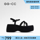 GG-CC【楊超越同款】夏日香頌夏季新款時尚水鉆黑色厚底涼鞋女G25S1024 黑色 鉆條涼鞋 37