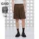 GXG男裝【涼感】 寬松直筒西裝短褲通勤男休閑短褲 2025夏季新品 棕色 XL
