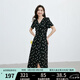紅袖波點(diǎn)收腰連衣裙夏季2024新款女裝V領(lǐng)顯瘦減齡氣質(zhì)黑色顯白雪紡裙 黑底米點(diǎn)818 M