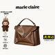 MARIE CLAIRE輕奢大牌包包女包奢侈品新款女士手提郵差包托特包送女友生日禮物 檀棕色 現(xiàn)貨送labubu掛飾
