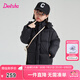 笛莎（DEESHA）童裝女童溫暖連帽羽絨服2024秋冬季新款兒童時(shí)尚三防中長款羽絨服 黑色 150