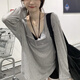 瑜尚臻品 甜辣設(shè)計(jì)感小眾V領(lǐng)防曬衫上衣女裝夏薄款寬松長(zhǎng)袖空調(diào)衫打底T恤 罩衣【灰色 M】 薄款