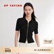 EP雅瑩女裝 POLO領(lǐng)冰絲空調(diào)衫修身拉鏈短袖針織開(kāi)衫 夏季商場(chǎng)同款9136A 黑色 L