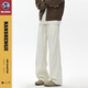 楠笙記白色直筒休閑長(cháng)褲子男士學(xué)生新款春夏季垂感拖地闊腿寬松運動(dòng)衛褲 杏色 XL