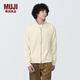無印良品（MUJI）男式 可水洗 棱紋編織 拉鏈開衫 短外套 男士毛衣男款 AA0QFA4S 米白色 L (175/100A)