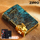 ZIPPO三星堆黃金面具打火機芝寶煤油防風(fēng)火機創(chuàng  )意七夕情人節生日禮物男 經(jīng)典套裝