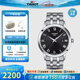 天梭（TISSOT）【官方授權(quán)店】瑞士手表 新款夢圓系列1853石英男表 黑盤鋼帶T129.410.11.053.00