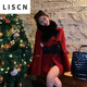 LISCN斗篷毛領(lǐng)披肩外套女2023冬季復古名媛氣質(zhì)小個(gè)子韓系 紅色[加毛領(lǐng)] M