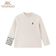 英氏（YEEHOO）25秋款童裝嬰幼兒衣服男女寶針織棉半高領(lǐng)百搭長(cháng)袖打底T恤衫 米白YRTAJ3R016A 100