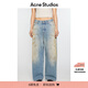 Acne Studios【七夕禮贈】 男女同款 2023做舊褪色暈染臟色泥染牛仔褲C00054 中藍色 24 /30