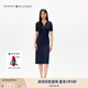 TOMMY HILFIGER【針織拼接】25夏季女裝氣質(zhì)收腰修身顯瘦POLO裙連衣裙47324 藏青色C1G L 38