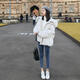 VEOX羽絨棉服女2025新款冬季短款洋氣棉襖寬松ins面包服加厚學(xué)生棉衣 米白色 配白色毛領(lǐng) M 88--103斤