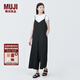 無(wú)印良品（MUJI） 女式 易干彈力泡泡紗 背帶褲 女裝夏季連體褲吊帶BC2JRA4S 黑色 S （155/80A）