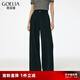 歌莉婭黑色牛仔褲女夏季2025新款闊腿褲高腰寬松長(cháng)褲子1E5CCD050 00B黑色 27