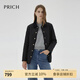 PRICH【保暖面料】時尚復(fù)古短款輕薄棉服2024冬季新款菱格棉衣外套女 19黑色 S 155