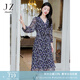 玖姿·安娜蔻【草目系列】碎花羅曼史法式連衣裙女2024秋款 花深紫 L