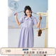 紫涵（ZIHAN）紫涵娃娃領(lǐng)短袖連衣裙女夏季新款多巴胺穿搭奶甜可愛收腰裙子 清新紫 L