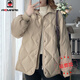 AEMAPE羽絨棉服女2025秋冬新款外套韓版時(shí)尚拼接菱格棉衣休閑百搭上衣女 卡其色  2XL