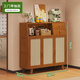 竹藝佳靠墻中古風(fēng)餐邊柜收納一體靠墻復古櫥柜子客廳多功能儲物柜置物架 格子門(mén)-三門(mén)帶抽 茶色