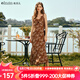 Olrain【七夕】歐芮兒吊帶碎花連衣裙夏季女裝浪漫優(yōu)雅長(zhǎng)裙子度假沙灘裙 水仙咖 L
