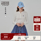 Teenie Weenie小熊女裝長(cháng)袖T恤2025秋季新款半開(kāi)襟溫柔時(shí)尚打底衫 象牙白 L