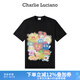 Charlie Luciano【檀健次同款】可愛涂鴉94436短袖夏季新款情侶男女同款男潮 黑色 S 165