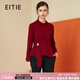 愛特愛（EITIE）秋冬新款商場同款時尚立領收腰短上衣套頭女羊毛打底衫6013722 紅蔓61 M 160