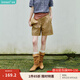 茵曼（INMAN）設(shè)計(jì)感高腰A擺休閑短褲2025夏季女裝新款橡筋松緊腰遮胯直筒褲 卡其色 -18332099H L