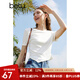 百圖betu女裝春夏新款T恤圓領收腰下擺開叉設計感短袖女2403T13 白色 XS