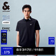 杰克·瓊斯（JACK&JONES）POLO衫男士夏季新款撞色翻領涼感短袖復古簡約短袖polo衫衣服男裝 炭黑藍E40 M (175)