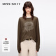 MISS SIXTY2025夏季新款長(zhǎng)袖T恤女圓領(lǐng)寬松中長(zhǎng)款復(fù)古印花上衣 烏木棕 M