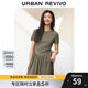 UR夏季新款女裝都市氣質(zhì)垂感修身短袖連衣裙UWU740046 深棕綠 M