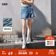森馬（Semir）森柔牛仔|森馬牛仔褲女不對稱(chēng)裙褲甜酷小眾夏季個(gè)性寬松短褲高街 牛仔中藍88201 S