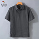 啄木鳥(niǎo)（TUCANO）老錢(qián)風(fēng)天絲亞麻短袖polo衫男款夏季輕薄透氣苧麻t恤美式復古半袖 灰色 【單件裝】 XL 【130-145斤】