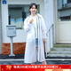 艾斗雨衣女款長款全身防暴雨電動車專用可戴頭盔成人防雨服雨披男女 白色帶口袋 L