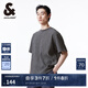 杰克·瓊斯（JACK&JONES）夏季新款寬松潮可調(diào)節(jié)抽繩底擺時尚舒適簡約T恤短袖男裝224201073 G04深花灰 常規(guī) L 180