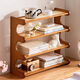 木馬人桌面書(shū)架家用桌上置物架子書(shū)桌收納儲物簡(jiǎn)易學(xué)生小型臺面飄窗書(shū)柜 【純竹圓弧側板】茶色-六層50長(cháng)