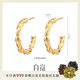 白嵐麻花耳環(huán)女S925銀耳釘時(shí)尚潮流素圈耳飾簡約優(yōu)雅氣質(zhì)生日禮物 金色大號
