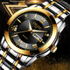 (0.01)全自動(dòng)機芯表手表男日歷夜光防水非機械表精鋼國產(chǎn)腕表男 睿智金帶黑面男款【雙日歷】